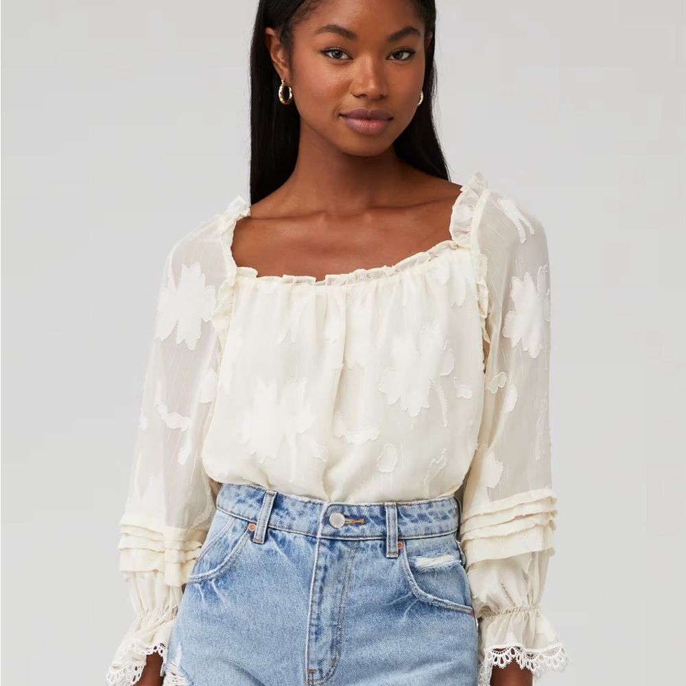 Elegant Cream Floral Blouse